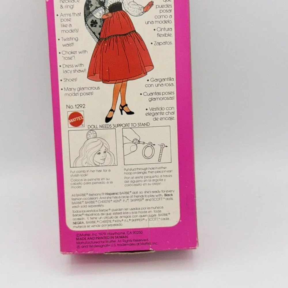 Vintage 1979 Hispanic Barbie Fashion Doll Mattel No 1292 12in In Box Taiwan